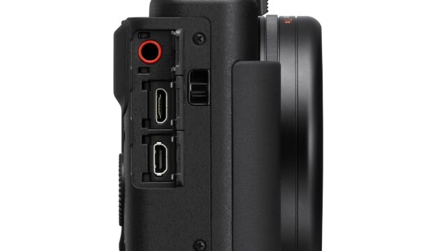 Sony ZV-1 Seitenansicht mit Anschlüssen