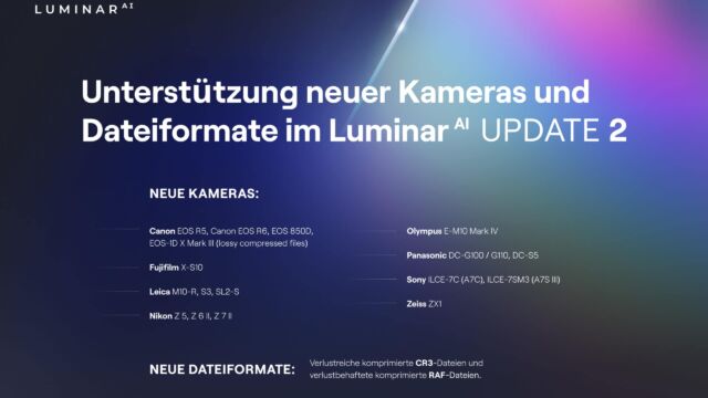Luminar AI Upd 2 - neue Kameras und Dateiformate