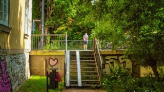 die Treppe am Ende - Wanderung " Europaplatz Anger " Erfurt von seiner schönsten Seite entdecken. - <a href="https://ms29.de">© Michael Stollmann</a> Hohle Gasse - © Michael Stollmann