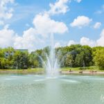 Wanderung " Europaplatz Anger " Erfurt von seiner schönsten Seite entdecken. - <a href="https://ms29.de">© Michael Stollmann</a> Wasserspiel im Auenteich - © Michael Stollmann
